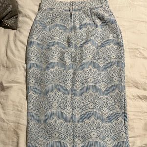 New with tags—  blue with lace overlay pencil skirt